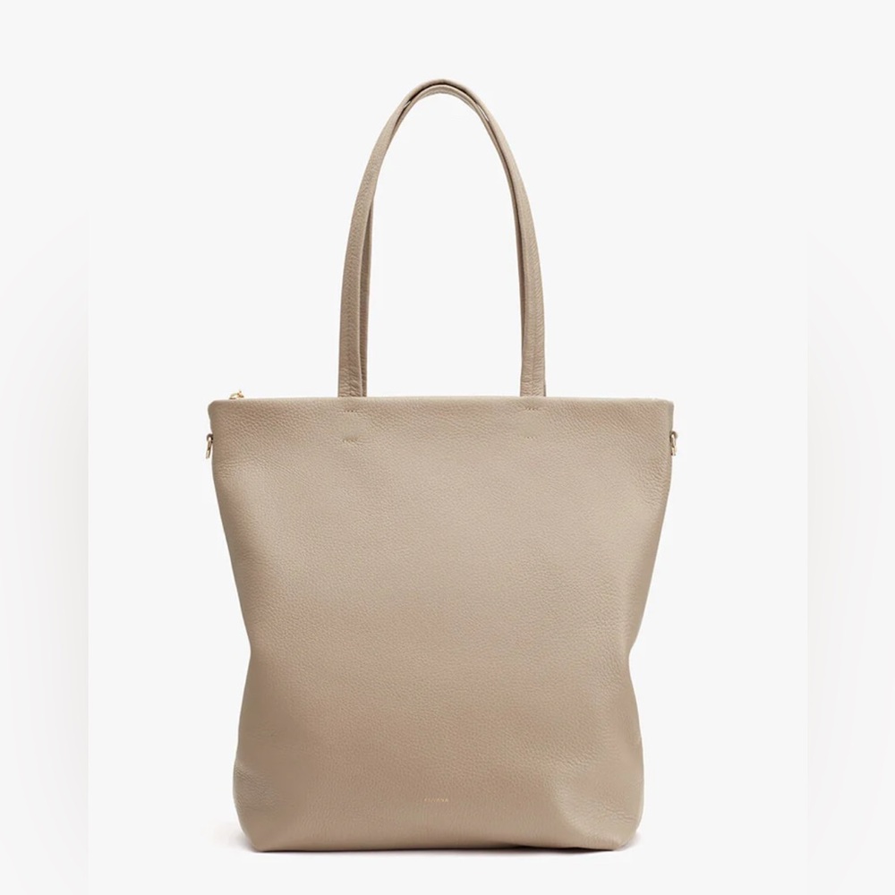 Cuyana Tall Easy Zipper Tote in Stone